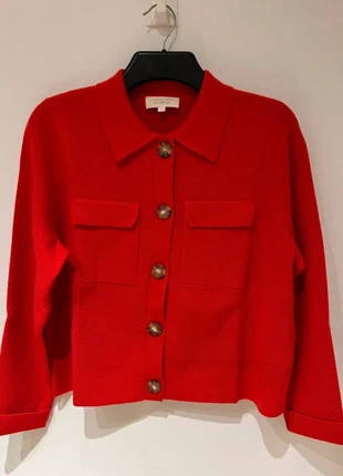 sezane wool cardigan coral red, brand: Sézane, condition: Very good, size: 12 / L, $28.00, $30.10 includes Buyer Protection