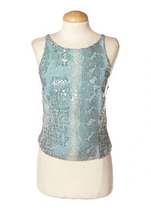 y2k blue sequins vest top, brand: Vintage Dressing, condizioni: Ottime, taglia: M / IT 42 / EU 38, €15.00, €16.45 include la Protezione acquisti
