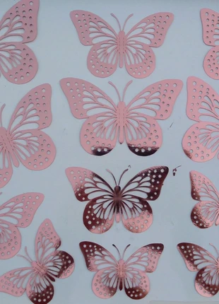 Lot de 12 papillons décoratifs rose gold 12-10-8-6cm : 2€50, condizioni: Ottime, €2.50, €3.33 include la Protezione acquisti