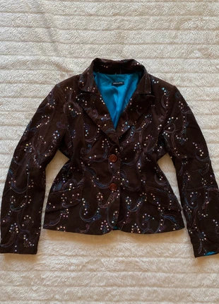 Vintage 2000s Brown Corduroy Blazer with Sequins – Made in Italy, marca: Vintage Dressing, estado: Muito bom, tamanho: L / 40 / 12, €12.00, €13.30 inclui Proteção do Comprador