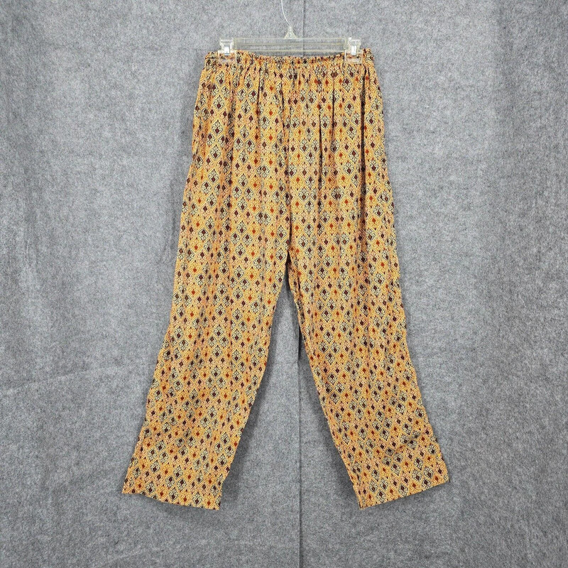 Vintage Womans Pull On Pants 28-42 Waist 25 Inseam 39 Length Retro India Patter 1