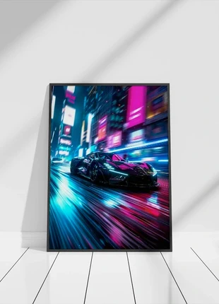 Supercar poster, night city lights, street racing., brand: Art, condition: New with tags, £10.99, £12.24 includes Buyer Protection Pro