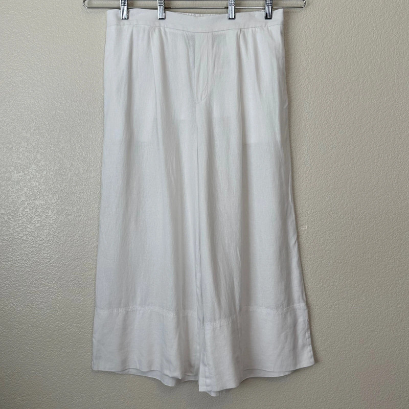 NWT Banana Republic Linen Blend White Wide Leg Crop Pants 1