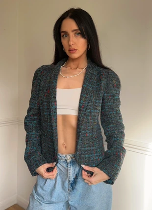 Vintage teal multi coloured blazer wool blend 90s blazer padded shoulders blazer smart blazer, condition: Very good, size: S / UK 8-10, £20.00, £21.70 includes Buyer Protection