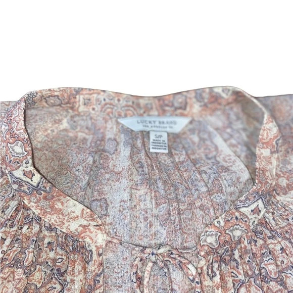 Lucky Brand Printed Peasant Top Small 5