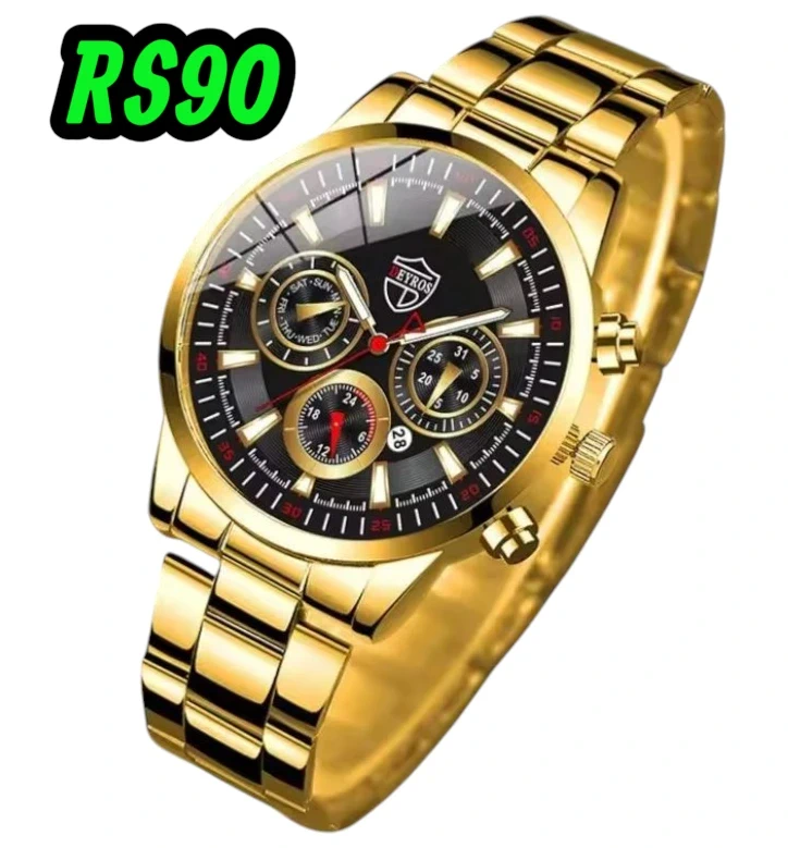Montres hommes Top marque de luxe montre en or calendrier avec bracelet en acier inoxydable neuf