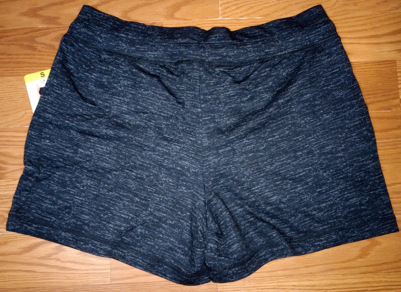 NWT 32 Degree Womens Fleece Lined Shorts Black Space Dye Small Drawstring 4