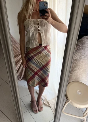 Gonna vintage al ginocchio in lino e cotone a quadri by Marlboro Classics, marca: Marlboro Classics, estado: Muito bom, tamanho: M / 38 / 10, €25.00, €26.95 inclui Proteção do Comprador