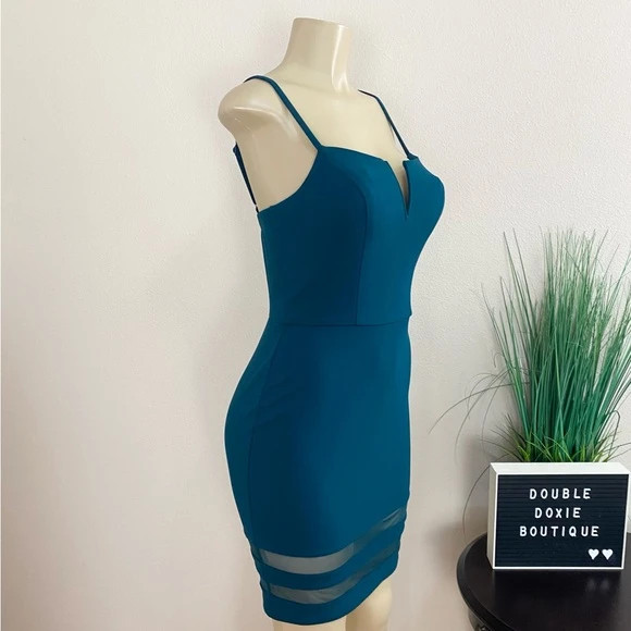 Speechless | Dark Green V Neck Bodycon Dress Jr Sz 7 2