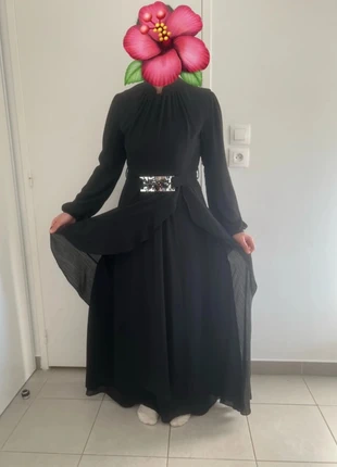 Robe de cérémonie noire manches longues avec ceinture en cristaux femme taille 40, brand: Arma Cool, condition: New without tags, size: L / 40 / 12, €60.00, €63.70 includes Buyer Protection