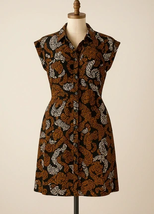 Robe chemise motifs noir et marron caroll 38, merk: Caroll, staat: Nieuw zonder prijskaartje, maat: M / 38 / 10, € 25,00, € 26,95 inclusief Kopersbescherming