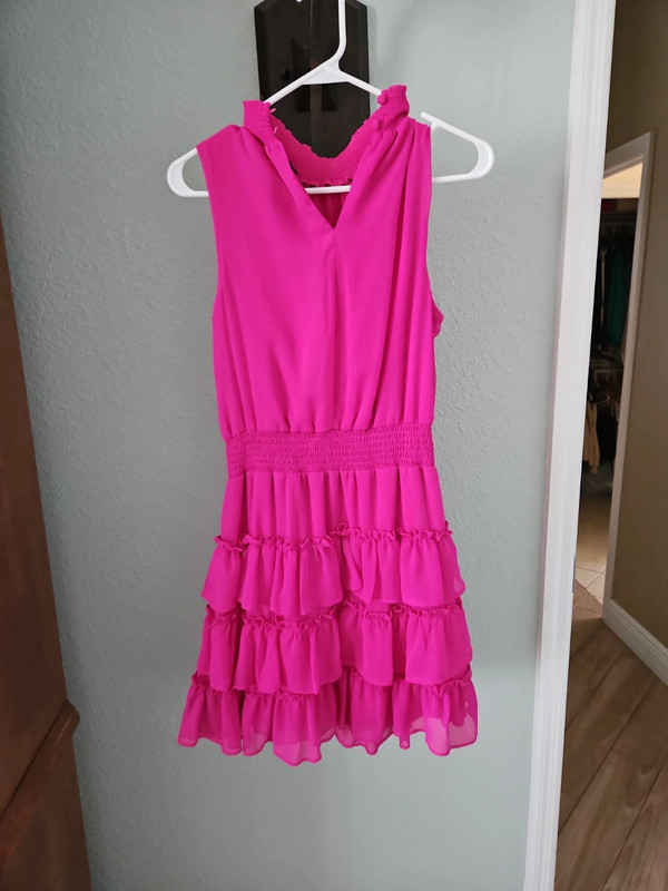 MSK women mini dress pink sleeveless A-Line Sz S 3