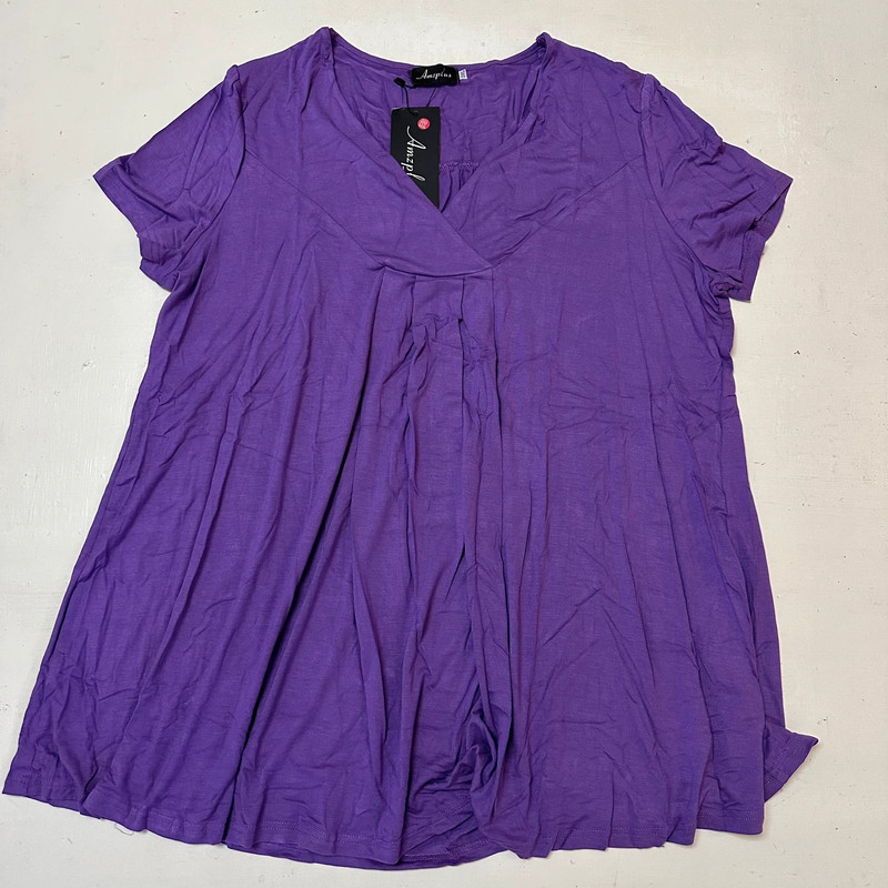 NWT - Amzplus Plus Women's purple Short Sleeve Top, Size 3X 5