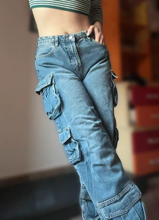 👖Cargo Jeans Denim Vintage Y2K – Tasche XL & Gamba Ampia, marque: Vintage Dressing, état: Neuf sans étiquette, taille: S / 36 / 8, 23,00 €, 24,85 € Protection acheteurs incluse