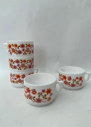 Lot de 5 tasses à café Arcopal vintage à fleur, brand: Arcopal, condition: Very good, €15.00, €16.45 includes Buyer Protection
