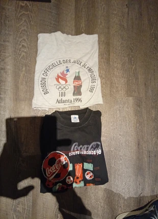 Tee shirts Coca cola (lot de 2:Jo 96+cdm 98), brand: Coca-Cola, condizioni: Ottime, taglia: XL, €29.00, €31.15 include la Protezione acquisti