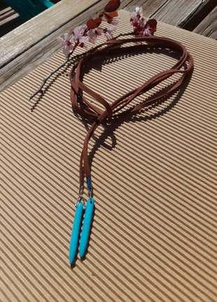 Sautoir cuir & turquoise bohème, marque: autre, état: Neuf avec étiquette, 3,90 €, 4,80 € Protection acheteurs incluse