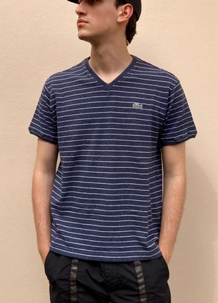 Vintage Lacoste Striped Tee – Navy & White Cotton, marke: Lacoste, zustand: Sehr gut, größe: L, 13,00 €, 14,35 € inklusive Vinted-Käuferschutz