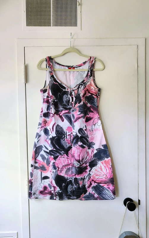 Esprit Summer Watercolor Cotton Dress size 6 pink Grey black white Lined 1