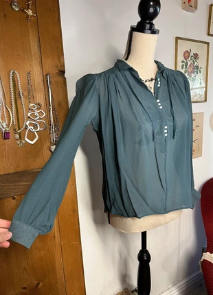 Blouse en mousseline de soie vert bleu canard taille 36 vintage, marque: Vintage, état: Très bon état, taille: S / 36 / 8, 15,00 €, 16,45 € Protection acheteurs (Pro) incluse