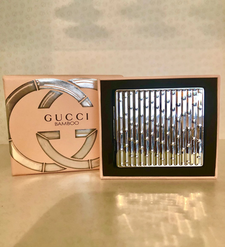 Gucci, Accessories, Gucci Bamboo Silver Tone Double Sided Compact Mirror