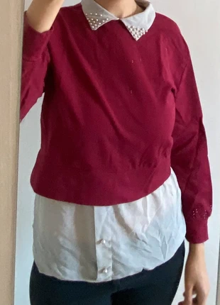 Pull bordeaux col perlé, staat: Heel goed, maat: M / 38 / 10, € 7,00, € 8,05 inclusief Kopersbescherming