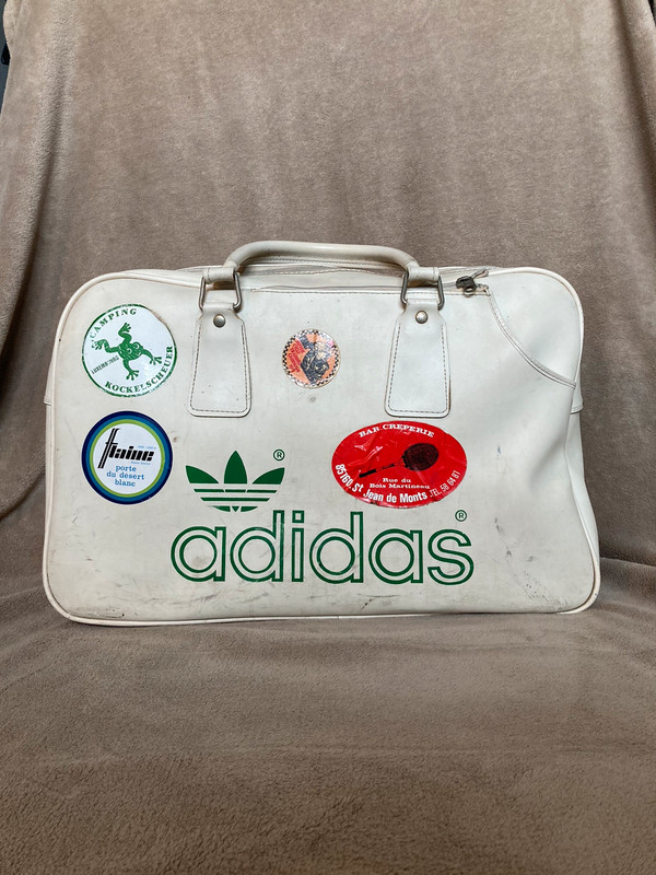 Vintage Adidas Peter Black Keighley Holdall Racquet Carry Bag with Retro stickers Vinted