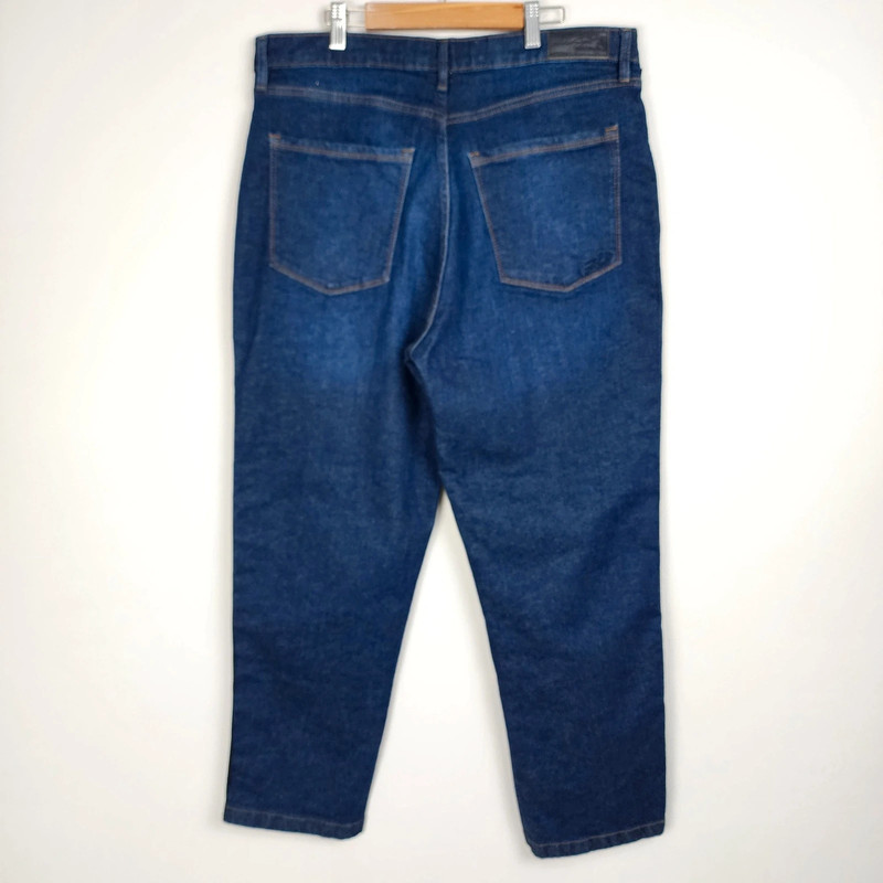 Karl Lagerfeld Paris Indigo Dark Wash Straight-Leg Jeans Logo Stripe Size 14 NWT 5