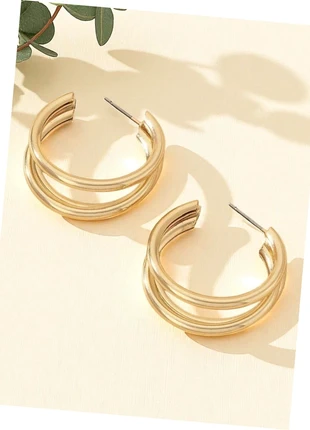 1 paire de Boucles d'oreilles créoles triple anneau dorées acier inoxydable, marca: Vintage Boutique, estado: Muito bom, €4.00, €4.90 inclui Proteção do Comprador