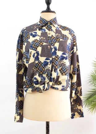Camisa vintage abstracta retro estampado parches, marque: Vintage, état: Très bon état, taille: L / 40 / 12, 8,00 €, 9,10 € Protection acheteurs incluse