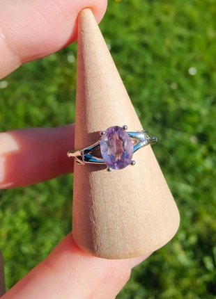 Bague réglable argentée – Améthyste, état: Neuf sans étiquette, taille: Ajustable, 14,00 €, 15,40 € Protection acheteurs incluse