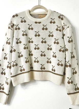 Senore Knit Sweater jumper cream cherry coffee New, brand: Sempre, condition: New with tags, size: One size, £35.00, £37.45 includes Buyer Protection