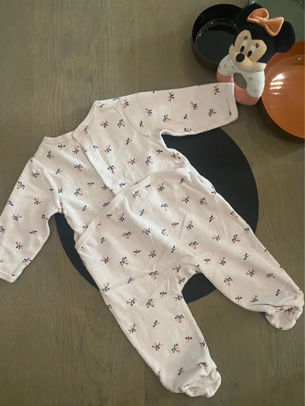 Pyjamas 6 mois Mots d’enfants rose bleu marine - photo numéro 3