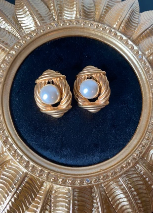Boucles d’oreilles dorées avec perles à clips vintage chic, état: Neuf sans étiquette, 5,00 €, 5,95 € Protection acheteurs incluse