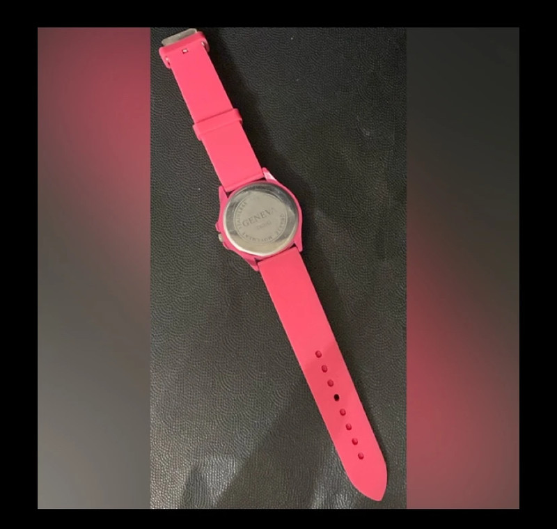 Geneva Pink Silicone band watch with rhinestones  -used 5