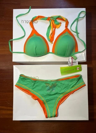 Bikini verde e arancione con farfalla in strass – firmato Verdissima, brand: Verdissima, condition: New with tags, size: M / 38 / 10, €19.00, €20.65 includes Buyer Protection