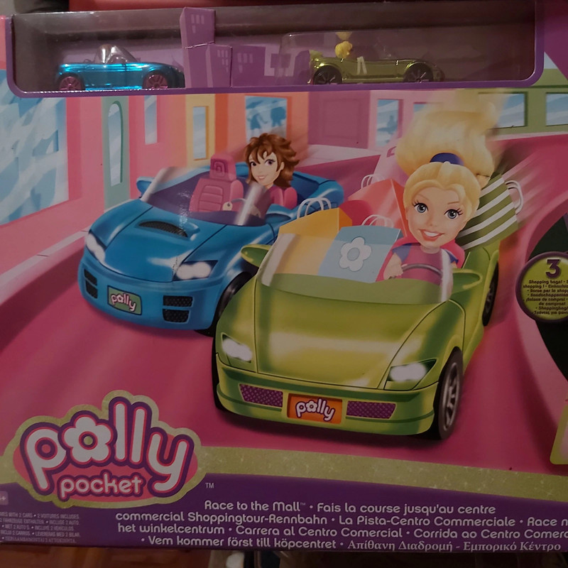 Pista De Corrida Da Polly Pocket + 2 carrinhos e mini Pollys