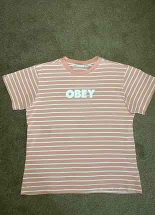 T-shirt Obey Logo, Salmone a righe, marque: Obey, état: Très bon état, taille: S, 14,99 €, 16,44 € Protection acheteurs incluse