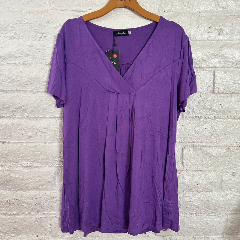 NWT - Amzplus Plus Women's purple Short Sleeve Top, Size 3X 3