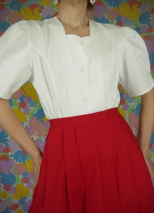 blouse vintage blanche en coton années 80 manches ballon, brand: Vintage Dressing, condition: Very good, size: L / 40 / 12, €31.00, €33.25 includes Buyer Protection Pro