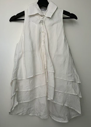 Anne Fontaine sleeveless ruffle top, marque: Anne Fontaine, état: Très bon état, taille: L / 40 / 12, 16,00 €, 17,50 € Protection acheteurs incluse