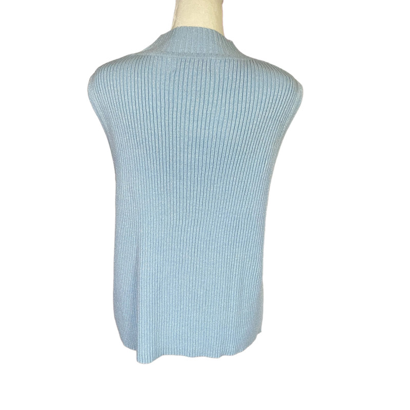 Moonlight Bay women's large light blue stretchy sleeveless sparkle tank sweater 4