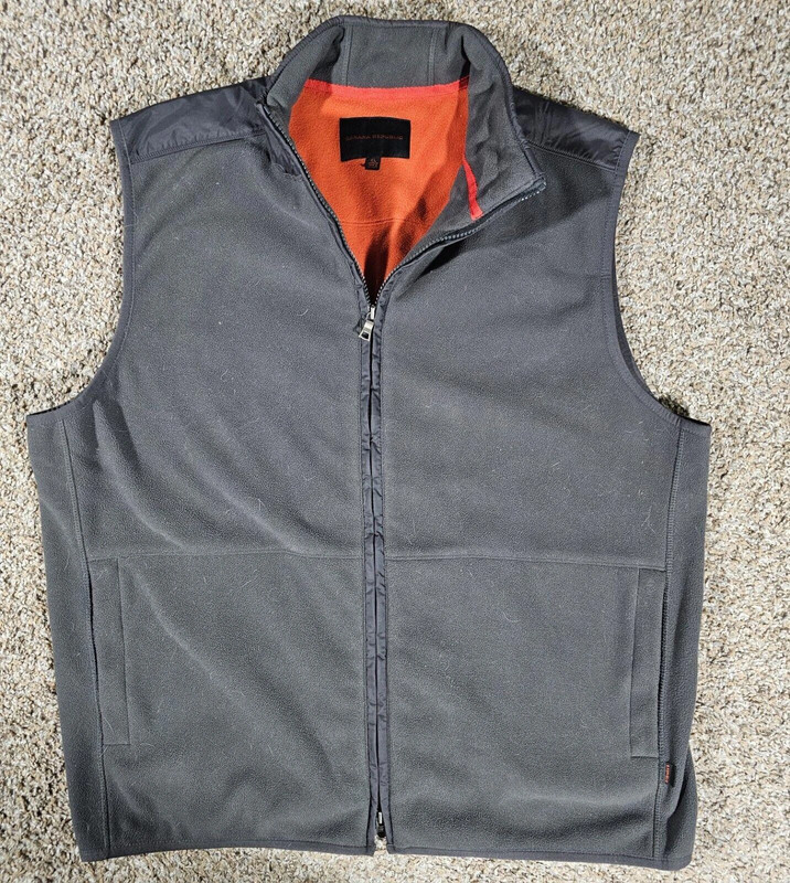 Banana Republic Fleece Vest Xl Gray Orange Full Zip Nylon 1