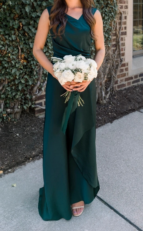 BHLDN forest green gown 1