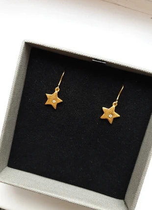 925 gold star earrings with cubic zirconia from Azendi, brand: azendi, condition: New with tags, £25.00, £26.95 includes Buyer Protection