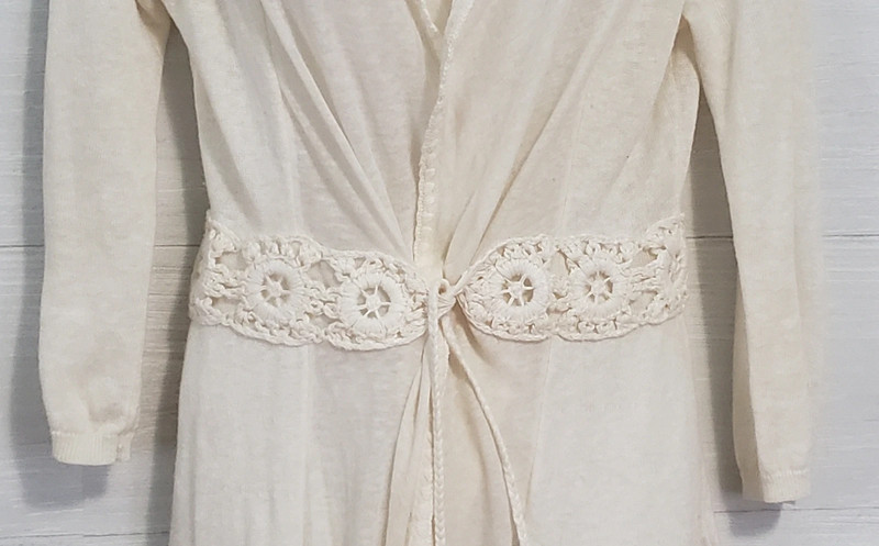 Anthropologie Knitted & Knotted Ivory Tie Cardigan 2