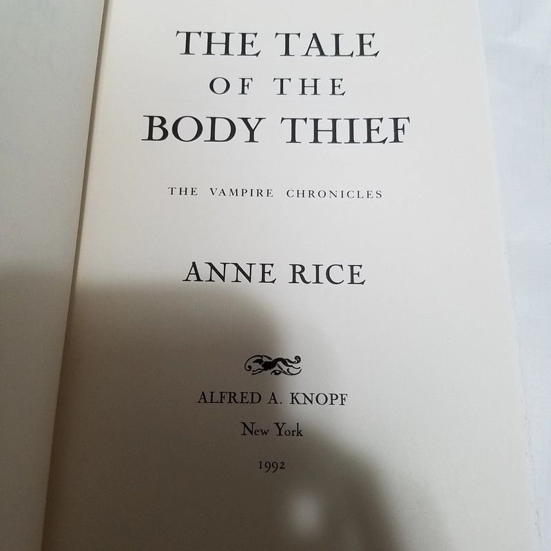 Anne Rice The Tale of the Body Thief 1st Edition 1992 Hard Cover Vampire Chronicles 4