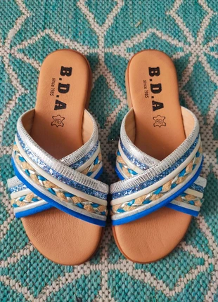 Sandalias piel azul/plata, marca: B.D.A., estado: Nuevo con etiquetas, tamaño: 36, 15,00 €, 16,45 € Protección al comprador incluida