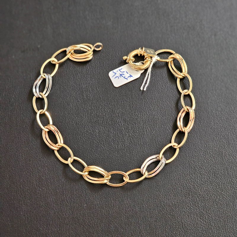 14k gold tri color bracelet 7.5 inch 1