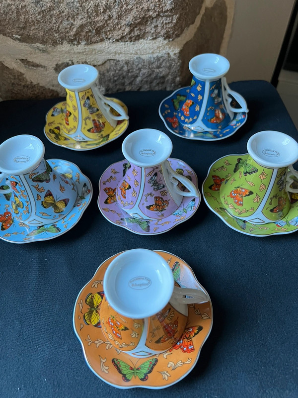 Ravissante lot de 6 tasses et 6 sous tasses à café Porcelaine fine Réception 2